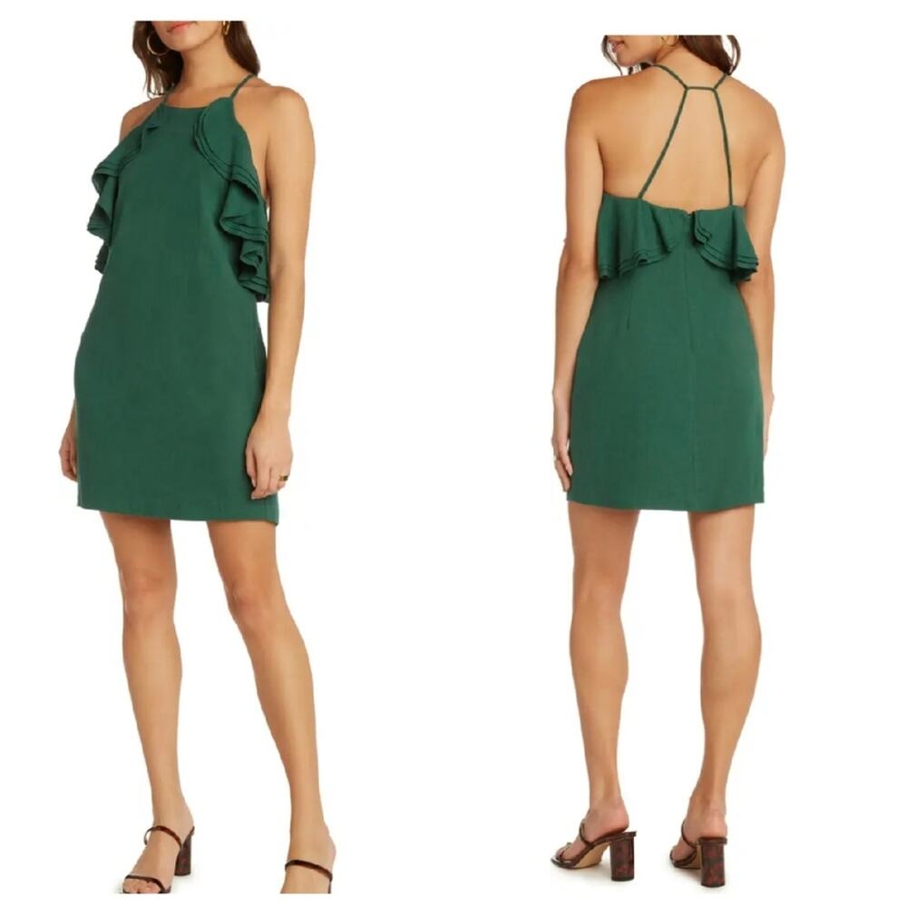 Willow women's ojai basil dress Sz M ruffle trim sundress lined A42